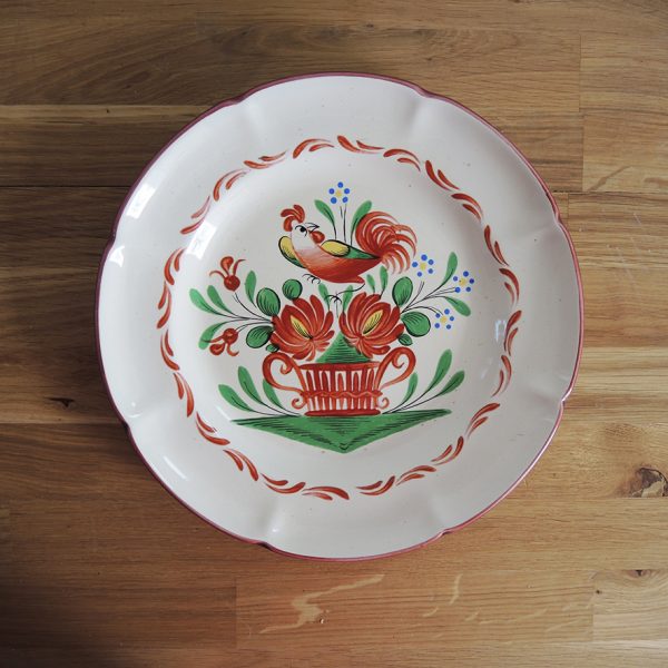 Ancienne Assiette Coq en Faïence de St Clément