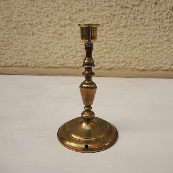 Ancien Bougeoir en Laiton Doré
