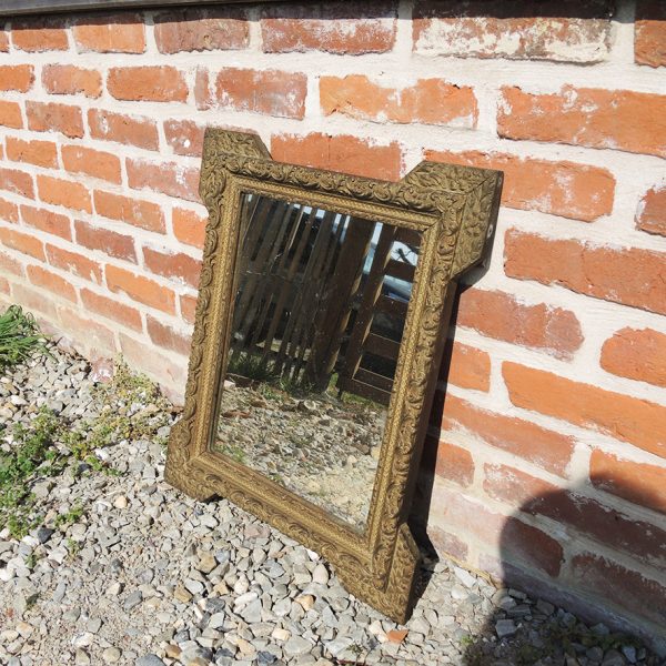 Ancien Miroir en Bois & Stuc Doré