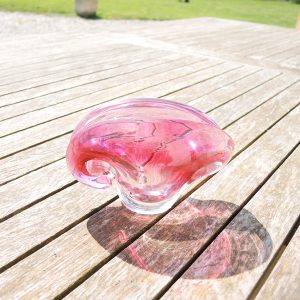 Ancien Porte-Lettres Coquillage en Cristal Rose