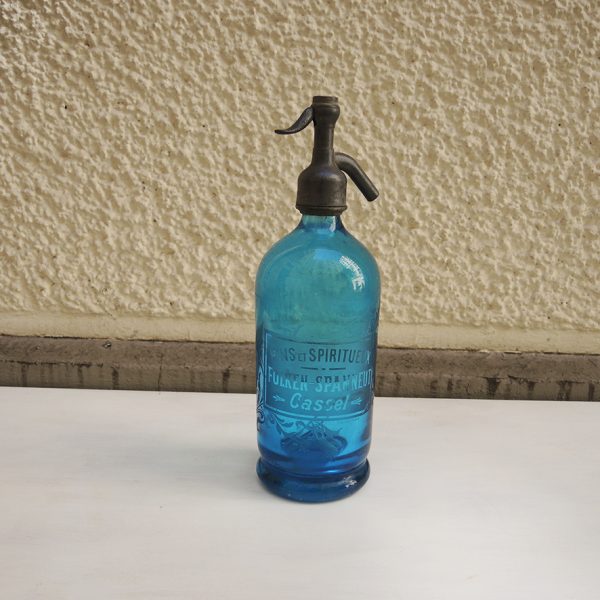 Ancien Siphon en Verre Bleu Folken Spanneut Cassel