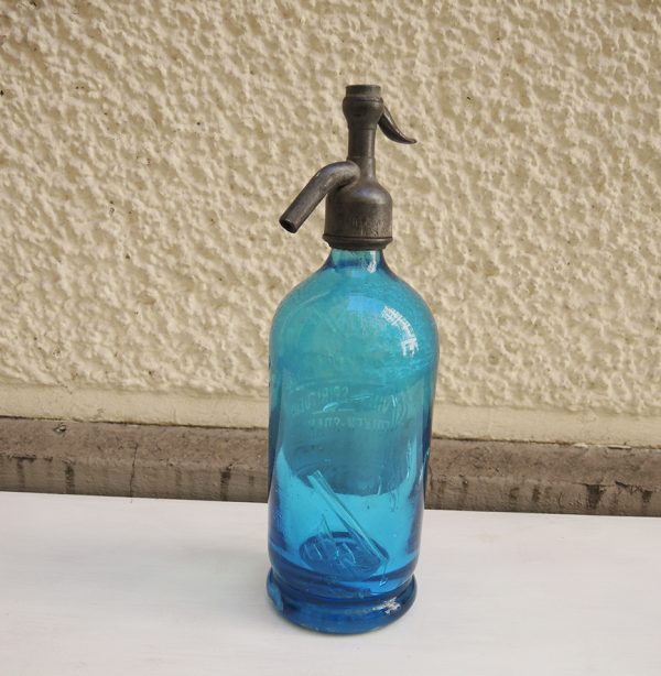 Ancien Siphon en Verre Bleu Folken Spanneut Cassel