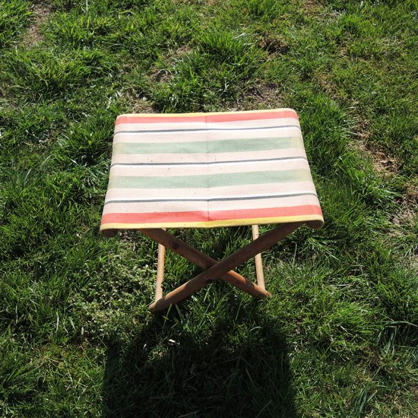 Ancien Tabouret de Camping Pliable