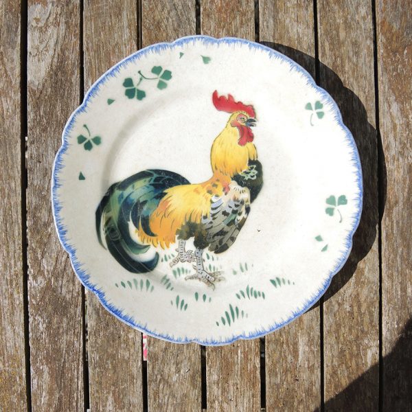 Ancienne Assiette Coq en Faïence de K & G Lunéville
