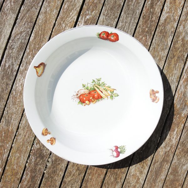 Ancienne Grande Assiette Creuse en Céramique Potager - Tomates