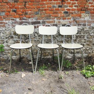 3 Anciennes Chaises en Formica Jaune