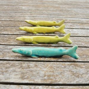 4 Anciens Porte-Couteaux Poisson en Céramique