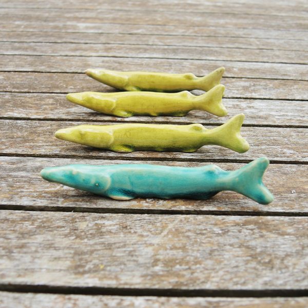 4 Anciens Porte-Couteaux Poisson en Céramique