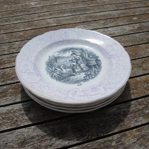5 Anciennes Assiettes Parlantes Pexonne - Les Mois
