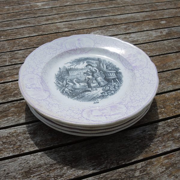 5 Anciennes Assiettes Parlantes Pexonne - Les Mois