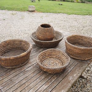 5 Anciens Paniers Palissous en Paille Tressée
