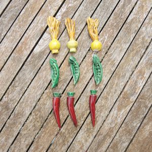 6 Anciens Porte-Couteaux Légumes en Barbotine