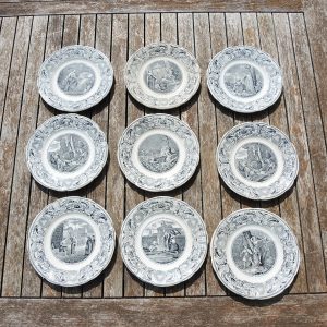 9 Anciennes Assiettes Parlantes Creil & Montereau Ancien Testament