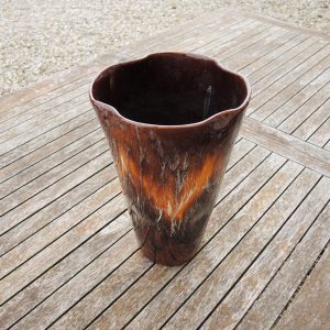 Ancien Grand Vase en Céramique Marron de Vallauris