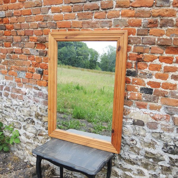 Ancien Miroir avec Encadrement en Pitchpin