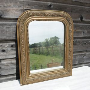 Ancien Miroir en Bois et Stuc Doré