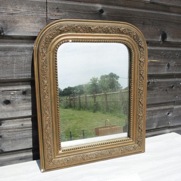 Ancien Miroir en Bois et Stuc Doré
