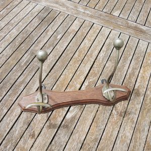 Ancien Porte Manteau 2-Patères en Bois & Métal