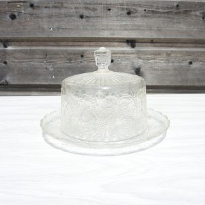 Ancienne Cloche avec Son Plat en Verre - Décor Godrons
