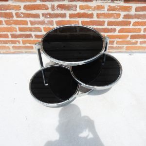 Table Basse Space Age en Chrome & Verre Fumé