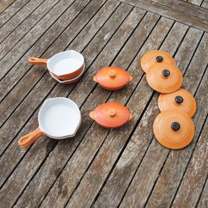 Lot de Mini Poêles et Cocottes en Céramique Orange