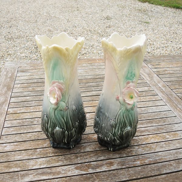 2 Anciens Vases Art Nouveau Faïencerie de Bruyn