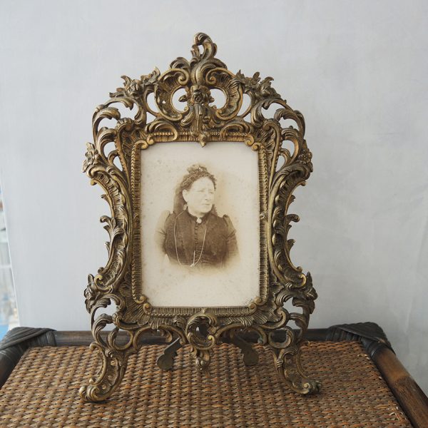 Ancien Cadre Photo en Bronze Style Rocaille