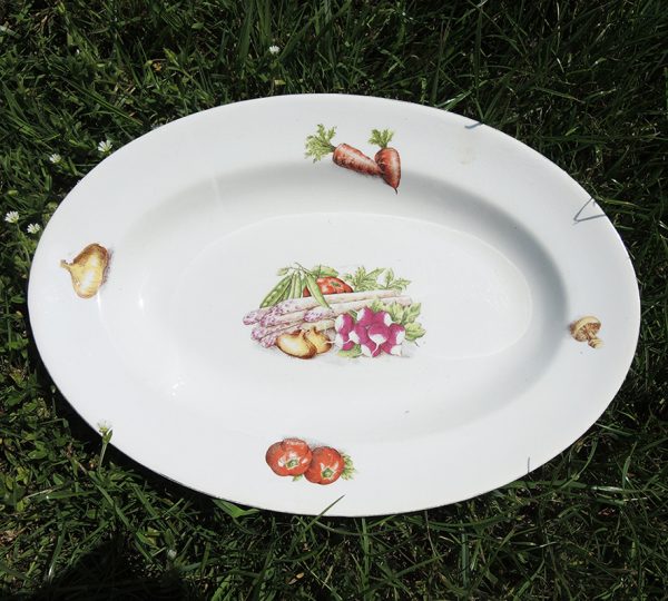 Ancien Plat Oval en Céramique L'Amandinoise - Potager
