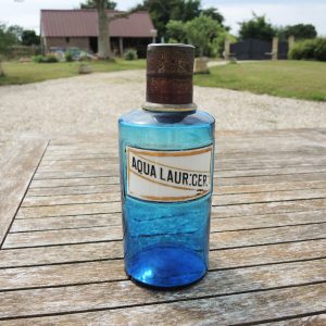 Ancien Pot Apothicaire en Verre Bleu - Aqua Laur Cer