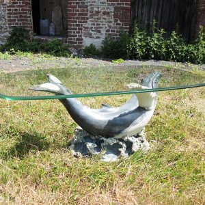 Ancienne Table Basse Baleine en Résine & Verre