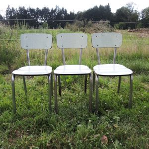 3 Anciennes Chaises en Formica Vert d'Eau