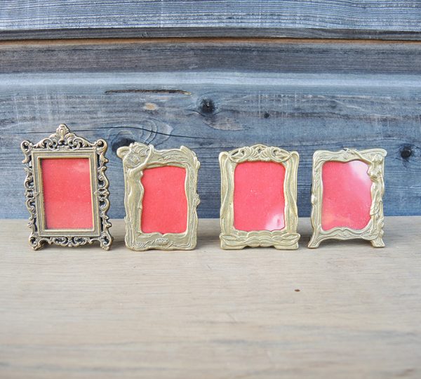 4 Anciens Cadres Miniatures Art Nouveau en Laiton