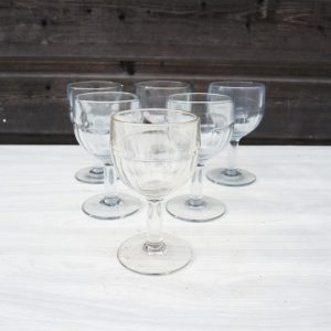 6 Anciens Verres à Pied Bistrot en Verre Epais
