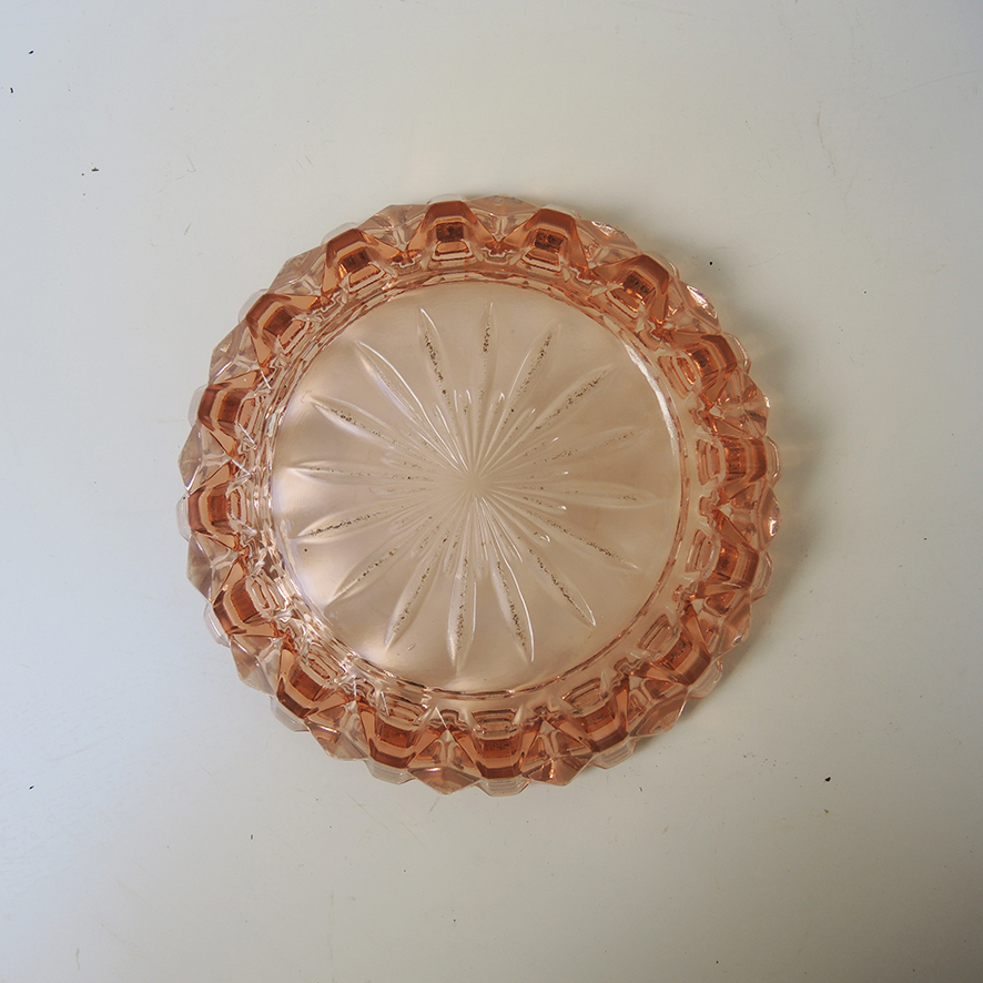 Ancien Cendrier Luminarc en Verre Rose (3)