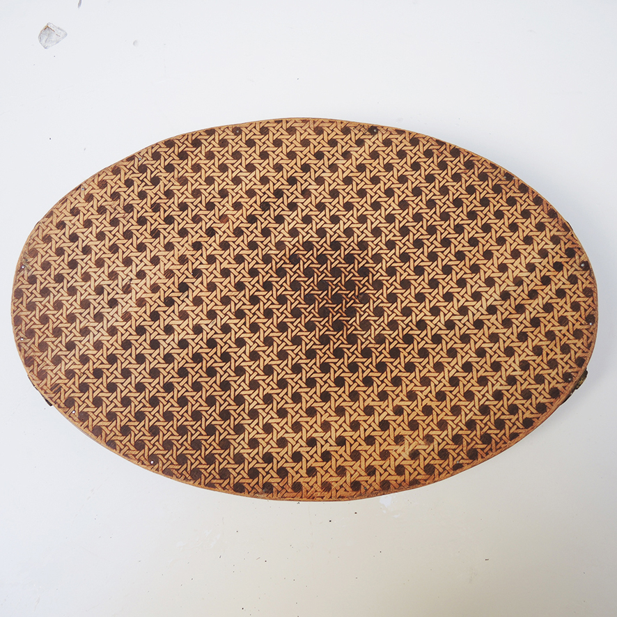 Ancien Plateau en Bois & Miroir de Style Art Déco (4)