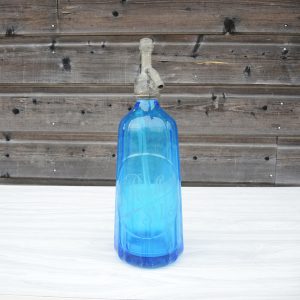 Ancien Siphon en Verre Bleu Roulleau St Lo