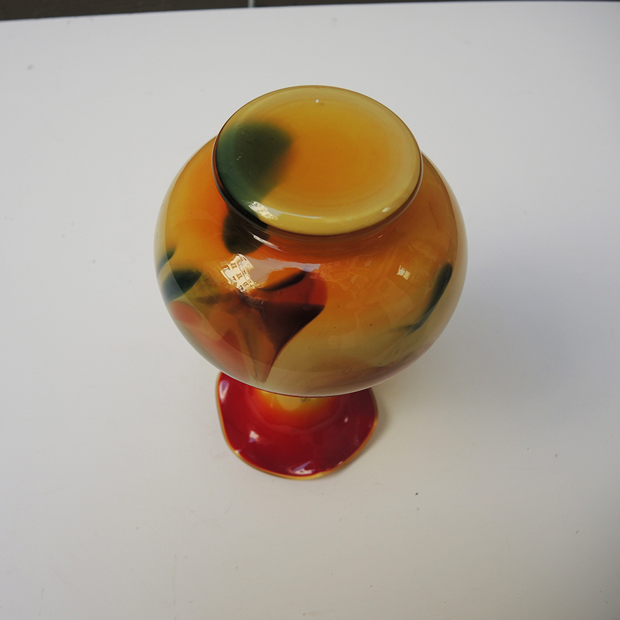 Ancien Vase à Collerette en Verre Marbré (3)