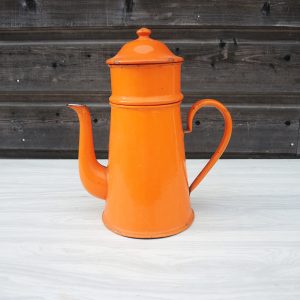 Ancienne Cafetière Emaillée Duco BGB Orange