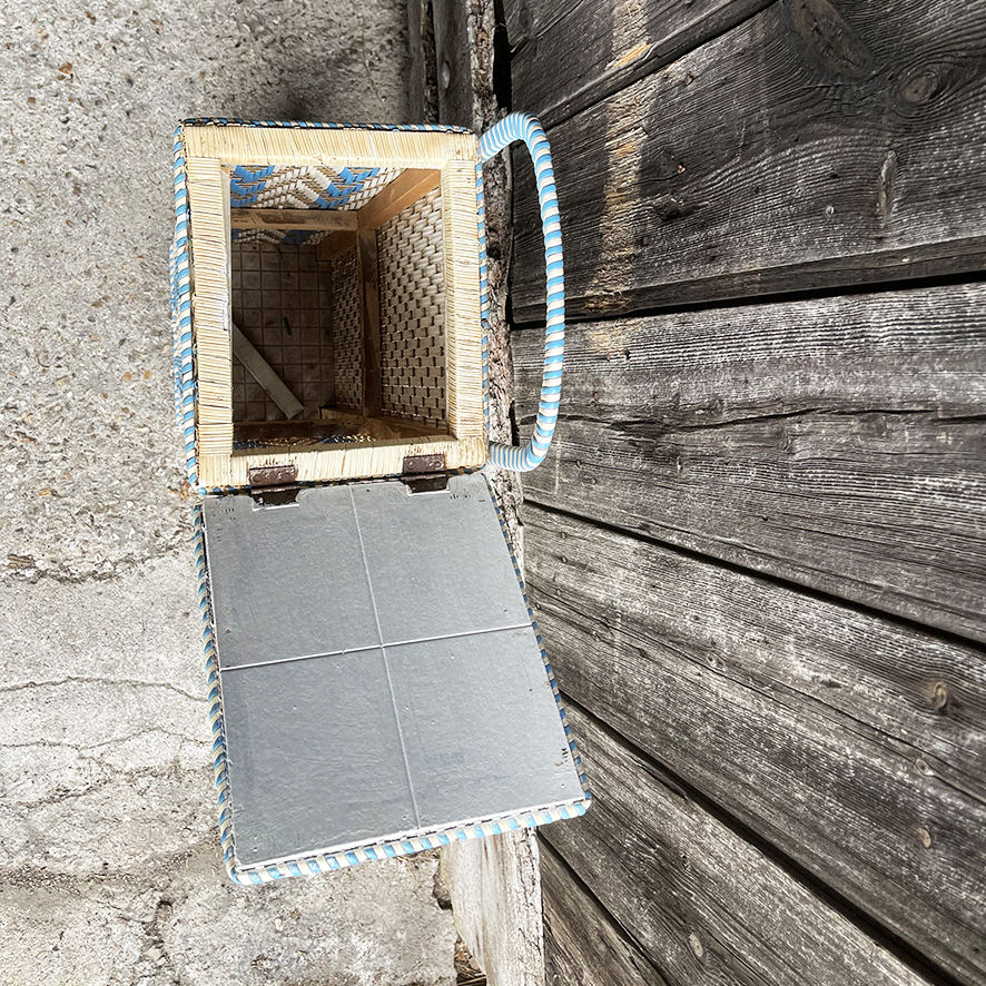 Ancienne Huche à Pain Scoubidou Blanc & Bleu (3)