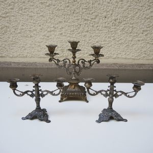 3 Anciens Candélabres en Métal