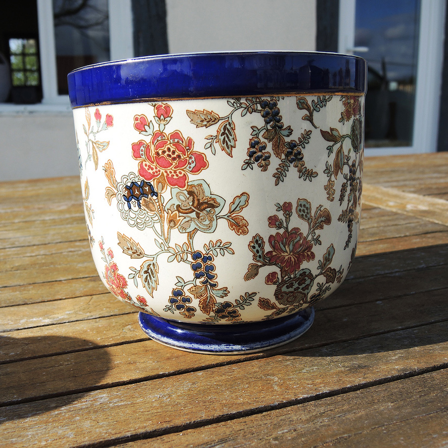 cache-pot-ceramique-vintage Ancien Cache Pot en Céramique de Sarreguemines