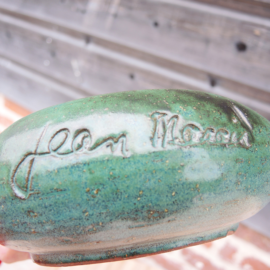 Ancien Cendrier en Céramique Verte Jean Marais (3)