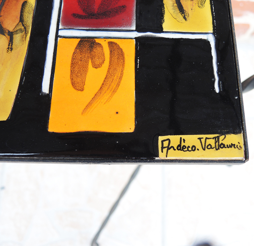 Ancien Porte Plante en Fer Forgé & Céramique Ardéco Vallauris (2)