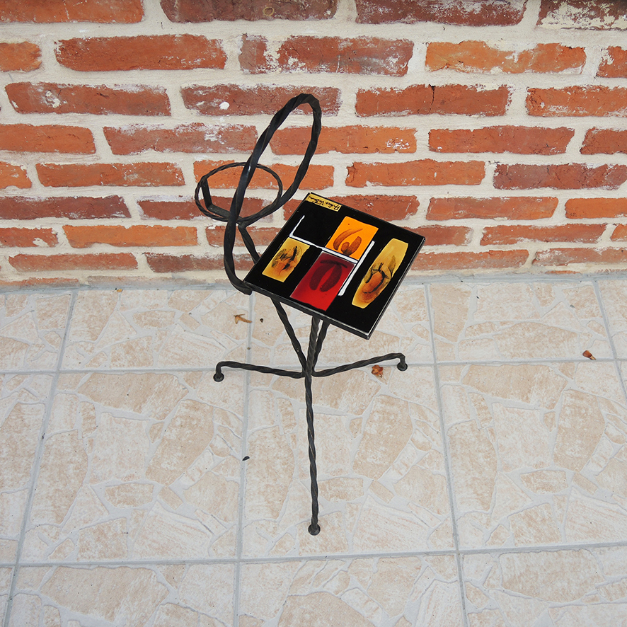 porte-plante-fer-forge-vintage Ancien Porte Plante en Fer Forgé & Céramique Ardéco Vallauris