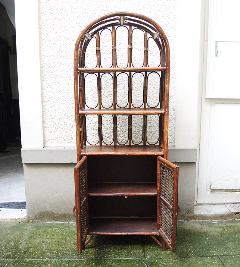 Ancienne Bibliothèque en Rotin & Cannage (3)