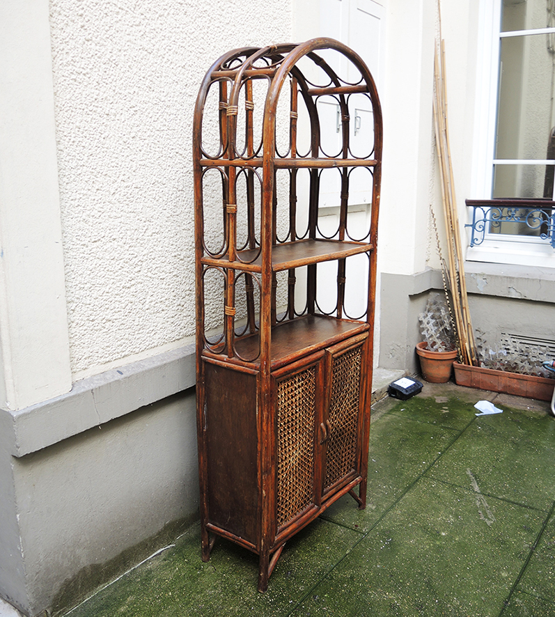 Ancienne Bibliothèque en Rotin & Cannage (7)