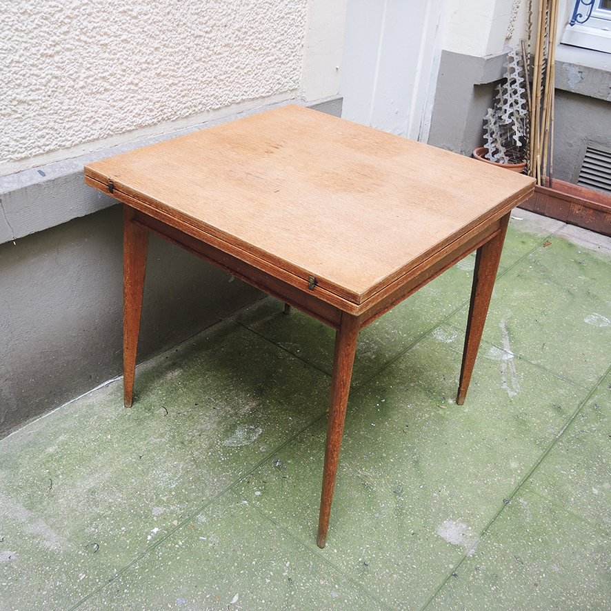 Ancienne Table de Jeu Extensible en Bois (3)