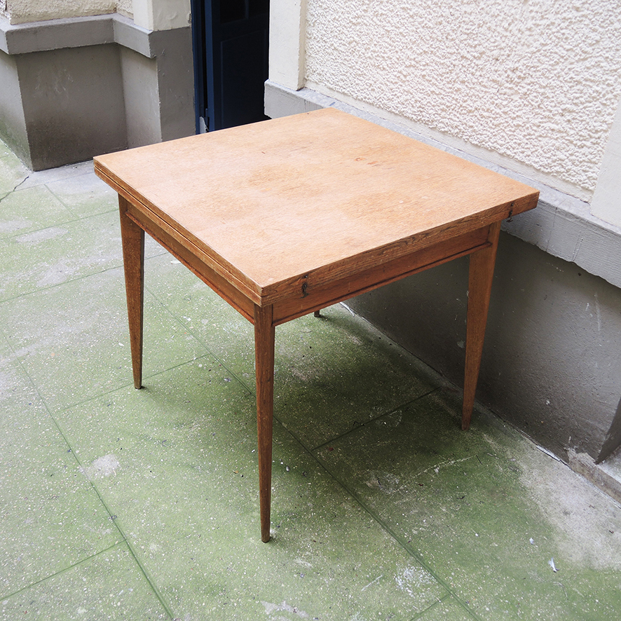 Ancienne Table de Jeu Extensible en Bois (4)