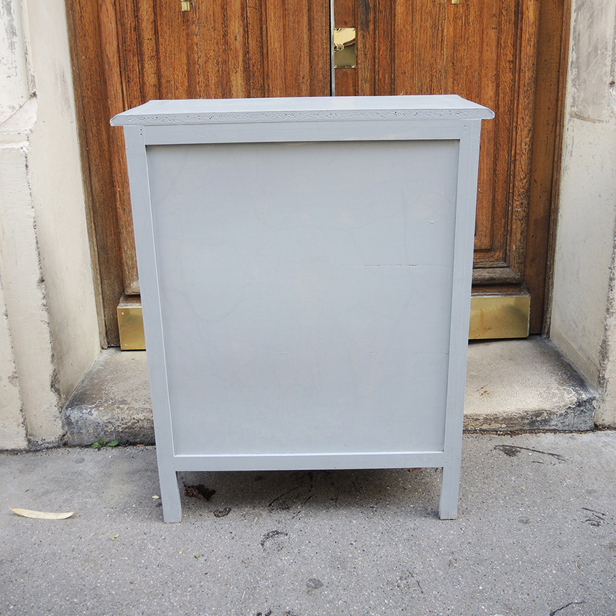 Ancienne Vitrine en Bois Peint Gris (1)