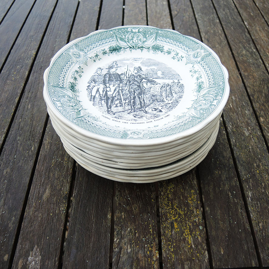 assiettes-parlantes-sarreguemines-napoleon-vintage 12 Anciennes Assiettes Parlantes Sarreguemines - Napoléon